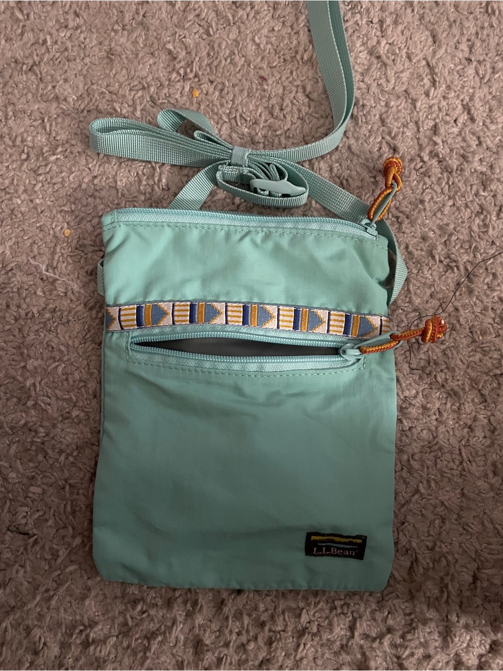 L.L. Light Mint Crossbody Pouch with Accent Trim
